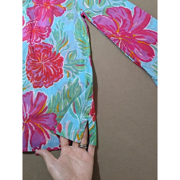 Lilly Pulitzer Women's Floral Blouse V-Neck w/ Embellishments Lagenlook Size XS - Picture 4 of 10